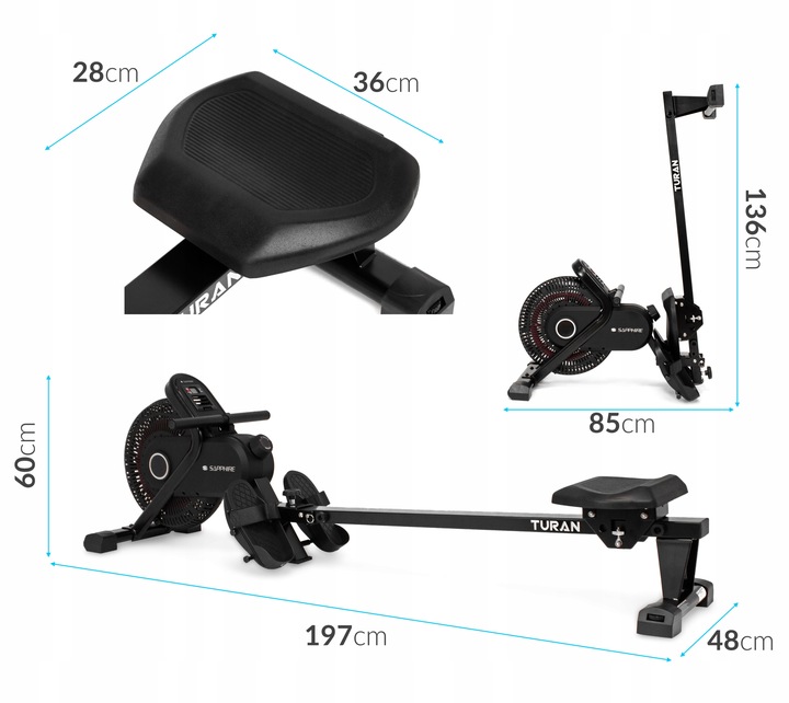 WIOŚLARZ TRENINGOWY powietrzny magnetyczny domowy siłownia składany 150kg