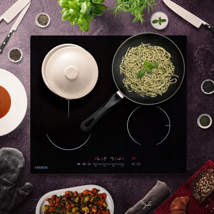 Arebos - Płyta indukcyjna ze strefami Flex | 7200 W | 4 płyty