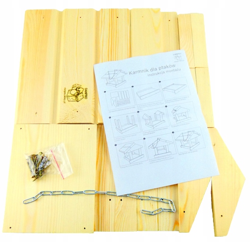 Karmnik dla ptaków do samodzielnego montażu – solidny, drewniany