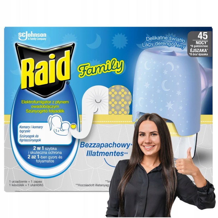 RAID ELEKTROFUMIGATOR OWADOBÓJCZY NA KOMARY BEZPIECZNY DLA DZIECI OD 1