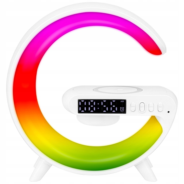 LAMPKA BIURKOWA LED RGB GŁOŚNIK RADIO gamingowa ŁADOWARKA INDUKCYJNA