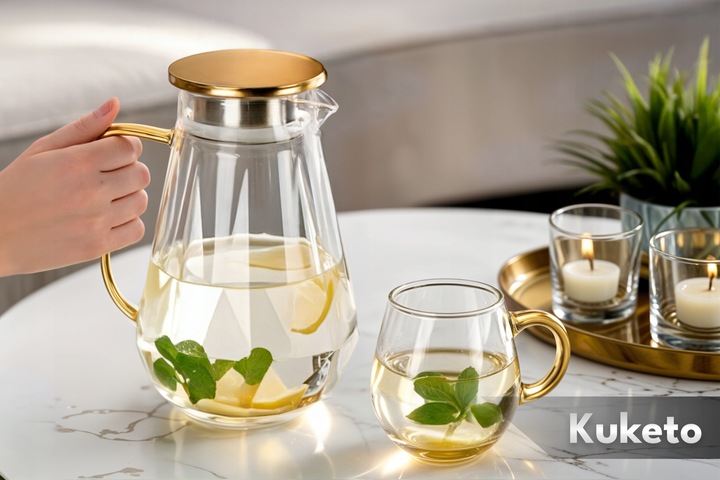 DZBANEK DO HERBATY szklany ZAPARZACZ Z SITEM FILTREM Kuketo Crystal 1500ml