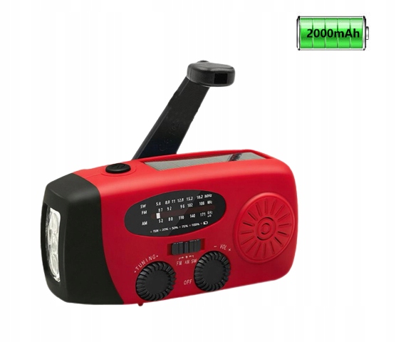 Radio Awaryjne Radio Solarne z korbę Solarne Powerbank Latarka 2000mAh