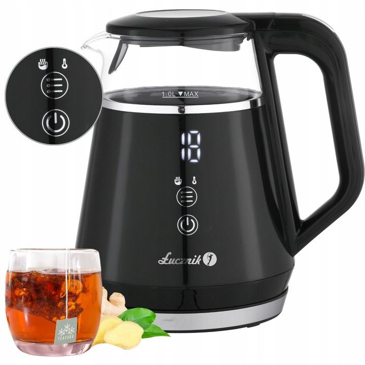 Mały czajnik elektryczny szklany pamięć regulacja WK-2503 Compact 1l 1100W
