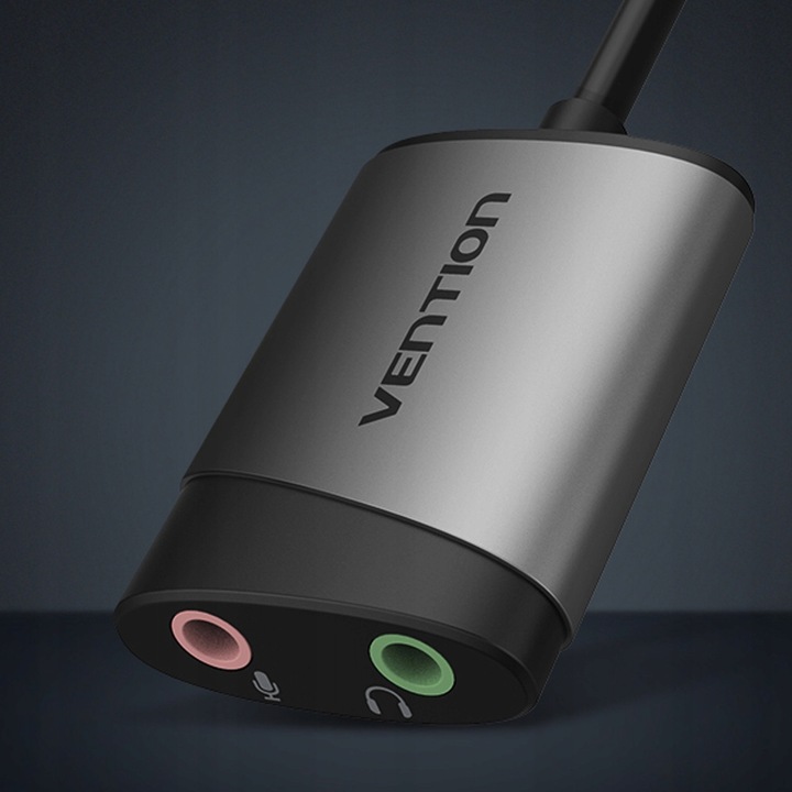 2 x Vention Zewnętrzna Karta Dźwiękowa Adapter USB-A Mikrofon Słuchawki 0,1