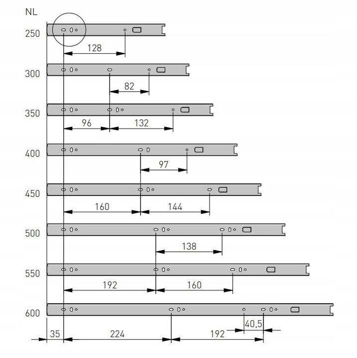 Prowadnica kulkowa GTV VERSALITE PLUS+ 600 mm pełny wysuw cichy domyk