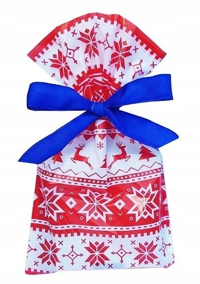 Woreczki foliowe torebki celofan ŚWIĄTECZNE MIKOŁAJKI 15x25 cm 50 szt.