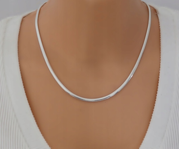 SREBRNY PEŁNY ŁAŃCUSZEK DAMSKI ŻMIJKA Z ZAWIESZKĄ PR. 925 + GRAWER GRATIS