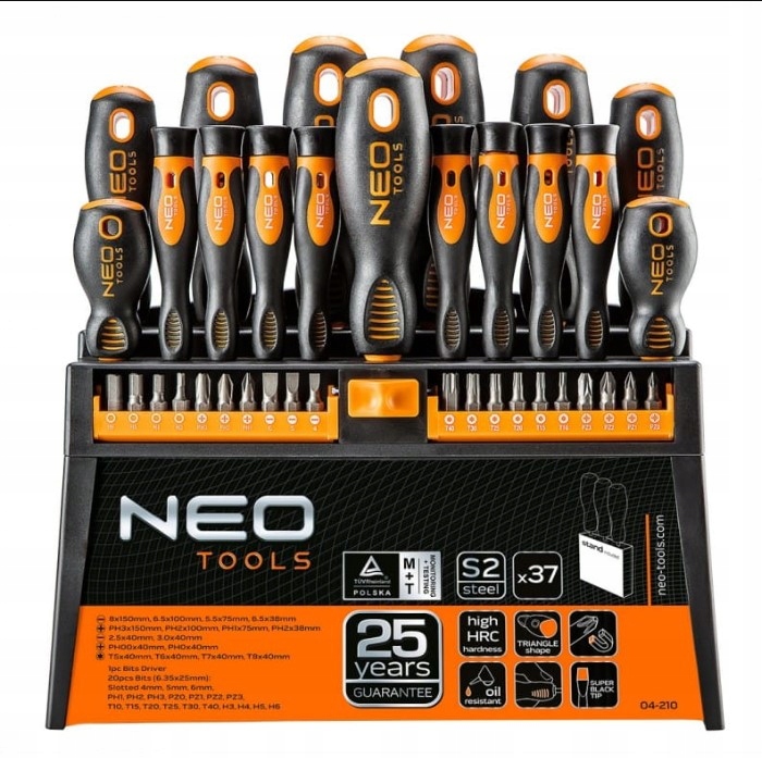 NEO TOOLS Zestaw wkrętaków i końcówek wkrętakowych śrubokręty bity 37