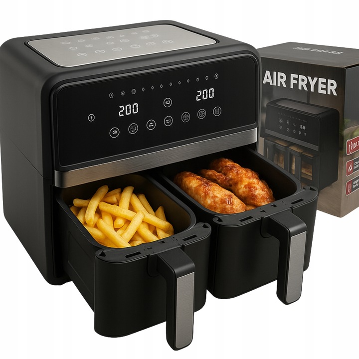 FRYTKOWNICA DWUKOMOROWA AIR FRYER 9L MOC 2000W BEZTŁUSZCZOWA 10