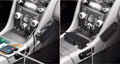 ROZDZIELACZ ZAPALNICZKI WOLTOMIERZ ŁADOWARKA USB 12V-24V QC 3.0