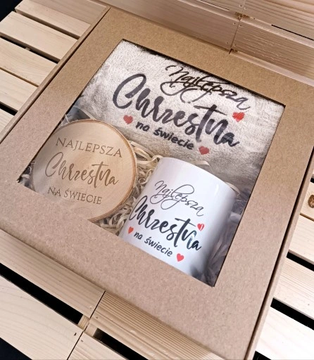 PREZENT dla od matki chrzestnej chrzest ręcznik
