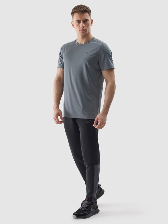 KOSZULKA 4F MĘSKA TRENINGOWA REGULAR SZYBKOSCHNĄCA - SZARA r. L