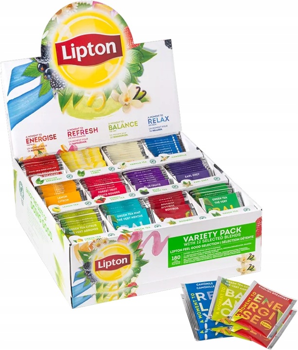 Herbata LIPTON Variety Pack, zielona ekspresowa zestaw, 180 kopert
