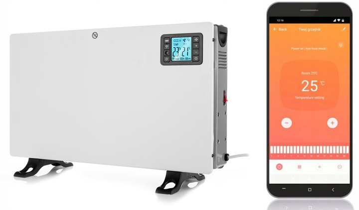 GRZEJNIK ELEKTRYCZNY KONWEKTOROWY ENERGOOSZĘDNY WI-FI 2000W PILOT TIMER LED
