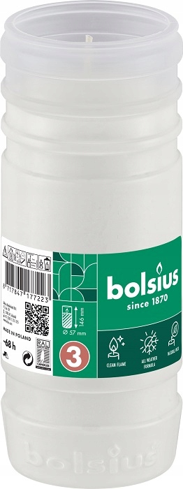 Wkłady parafinowe do zniczy Bolsius RP3 całoroczne białe 68 godzin palenia