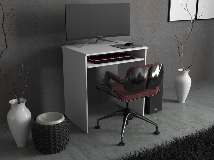 MAŁE BIURKO BIAŁE SZKOLNE 68 CM Z PÓŁKA NA KLAWIATURE KOMPUTEROWE