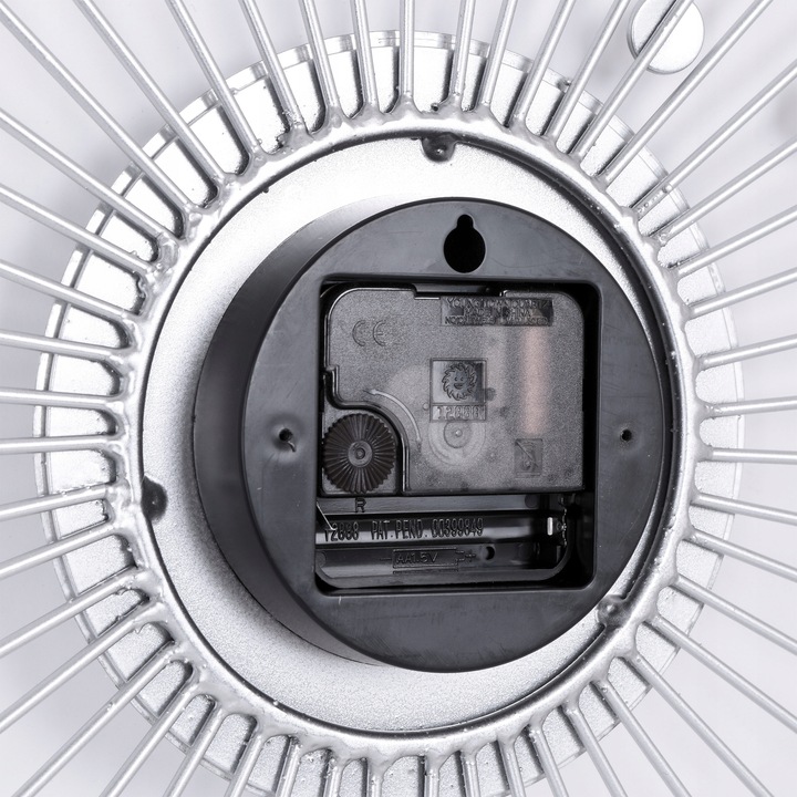 ZEGAR ŚCIENNY KRYSZTAŁKI SREBRNY SŁOŃCE DUŻY STYLOWY NA ŚCIANĘ CRISTAL 50cm