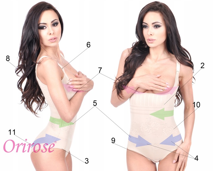 Orirose BODY mocno WYSZCZUPLAJĄCE brzuch MODELUJĄCE talię pośladki SIZE+