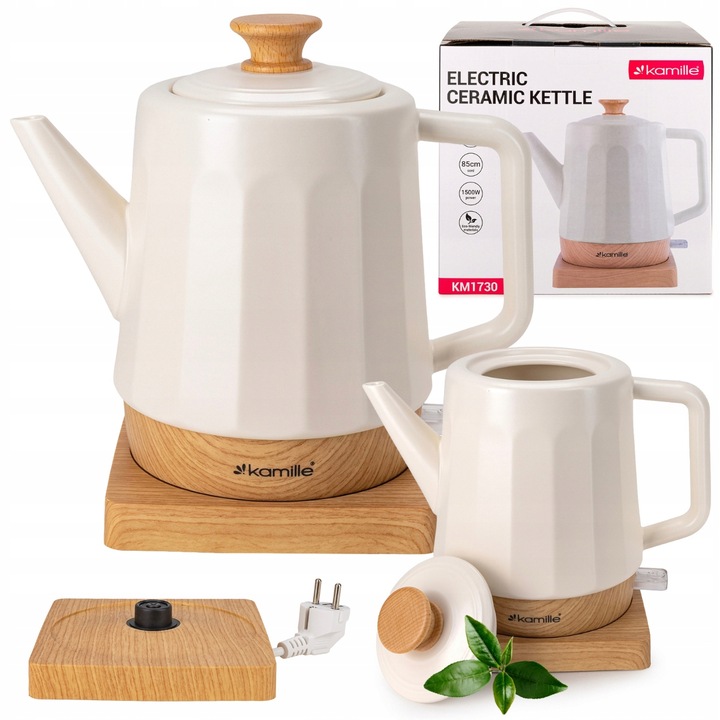 CZAJNIK ELEKTRYCZNY BEZPRZEWODOWY CERAMICZNY KAMILLE 1500 W 1,5 L