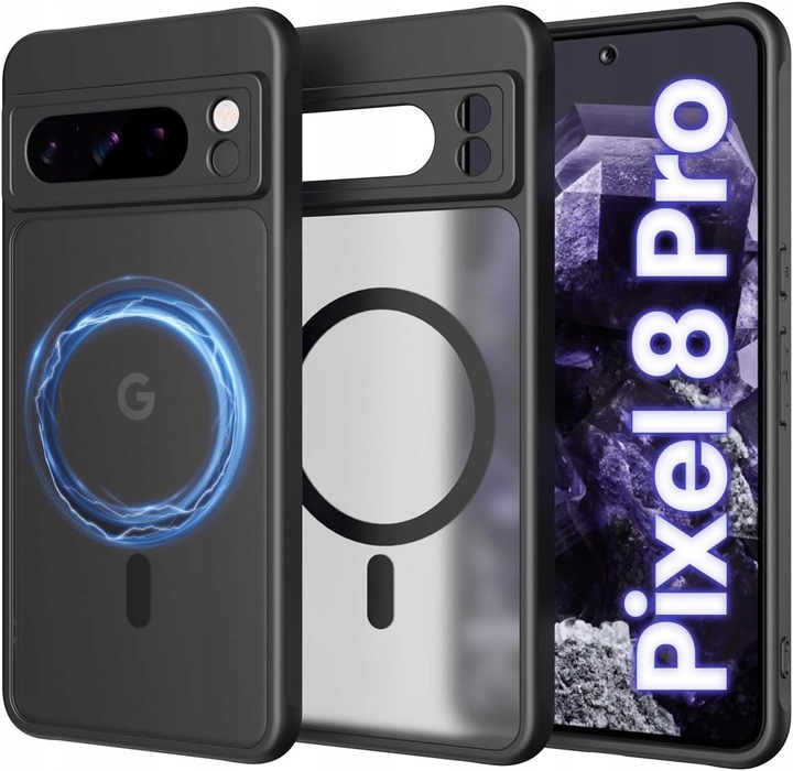 ETUI WZMACNIANE 360° do GOOGLE PIXEL 8 PRO | MAGSAFE CASE | CZARNY MAT