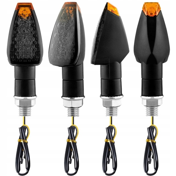 Kierunkowskazy motocyklowe czarne dymione 14 diod LED 4 sztuki