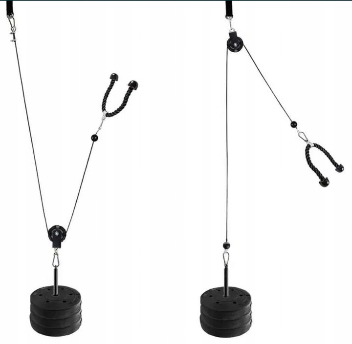 Wyciąg górny dolny do ściany sufitu zestaw domowy do ćwiczeń 110 kg + sznur