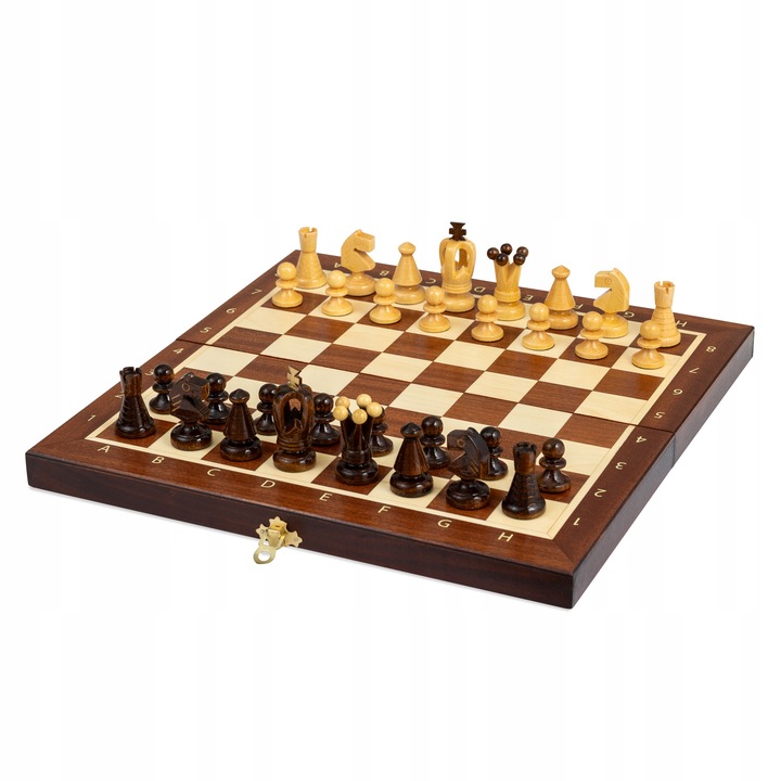 Szachy Drewniane wykonane z Mahoniu i Jawora + WARCABY GRATIS