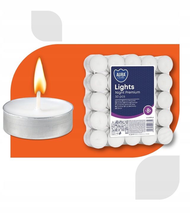 TEALIGHTY BEZZAPACHOWE Podgrzewacze Świeczki Tealight Bispol 8h 50