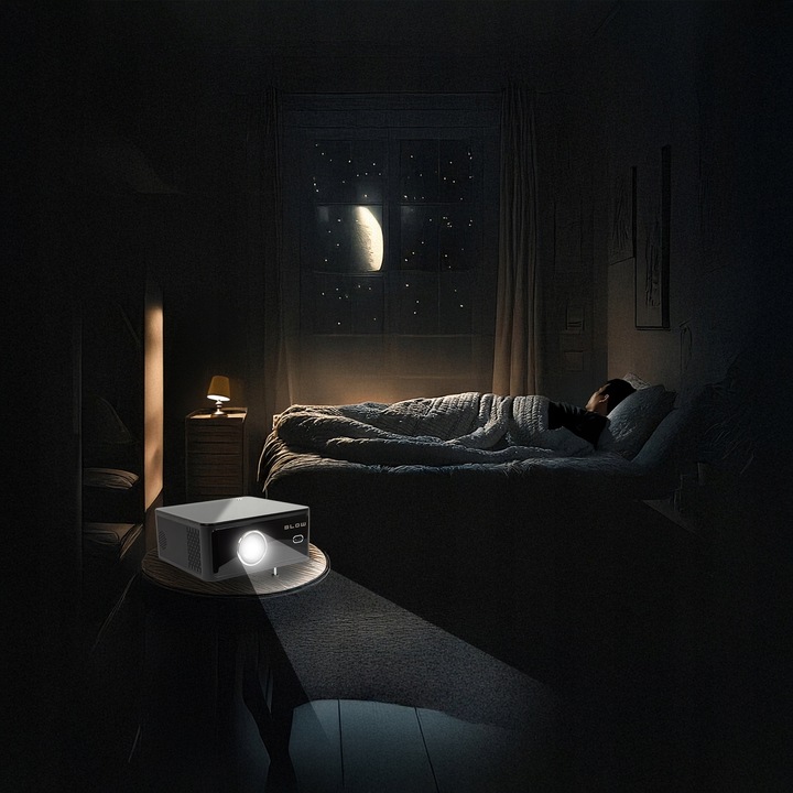 PRZENOŚNY PROJEKTOR RZUTNIK GŁOŚNIK MaxSHOW ANDROID SMART TV WIFI FULLHD 4K