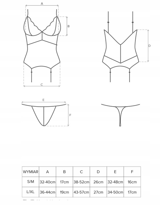 Obsessive gorset i stringi 810-COR Biały, L/XL