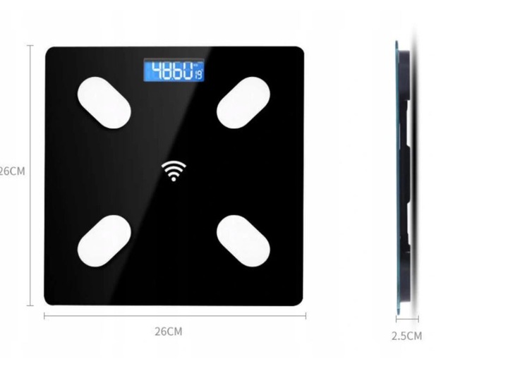 ANALITYCZNA WAGA ŁAZIENKOWA SMART 26w1 BMI+STOLNICA SILIKONOWA 40x50