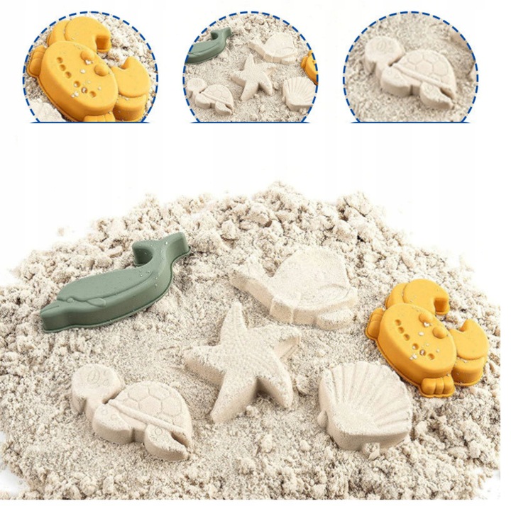 SILIKONOWE ZABAWKI DO PIASKU MIĘKKIE DO WODY NA PLAŻĘ WIADERKO FOREMKI
