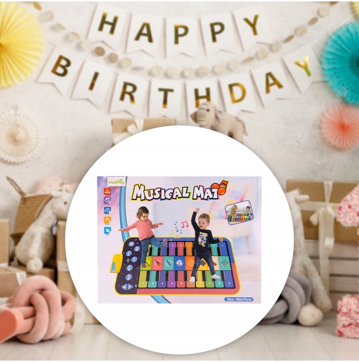 OGROMNA MATA MUZYCZNA DO TAŃCZENIA EDUKACYJNA INTERAKTYWNA GRA 140 X 70 CM