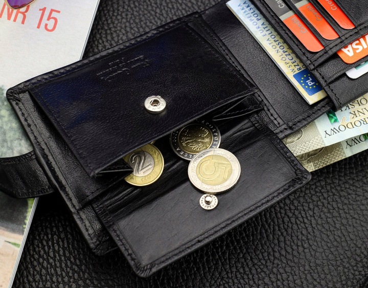 Portfel Męski Pierre Cardin Skórzany Czarny Poziomy Certyfikat Q2