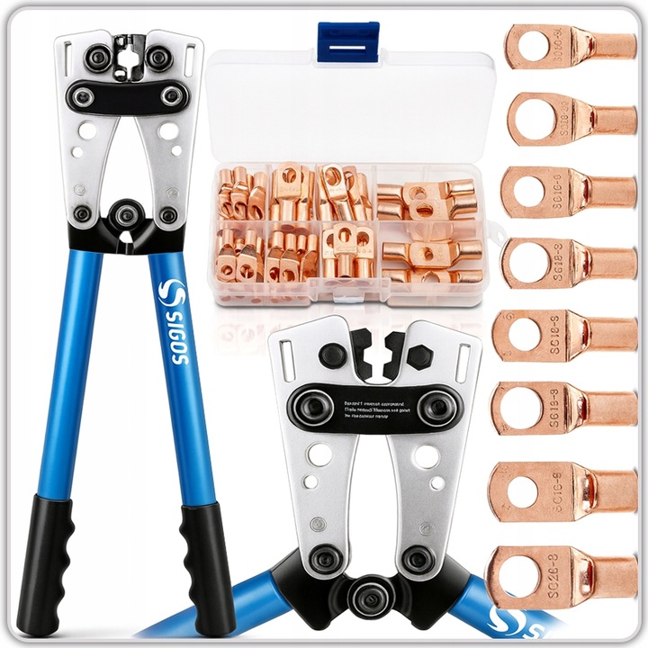 ZACISKARKA KABLI PRZEWODÓW PRASKA TULEJKI 6-50mm2 + 60 końcówek