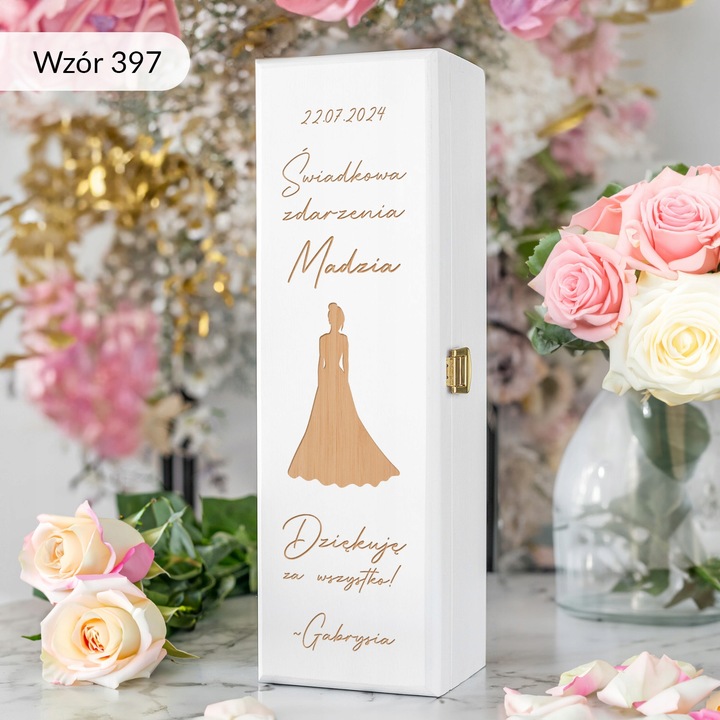 PODZIĘKOWANIE DLA ŚWIADKOWEJ SKRZYNKA NA WINO PREZENT DLA ŚWIADKOWEJ