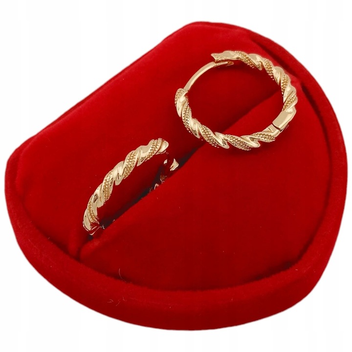 Złote kolczyki codzienne kółka skręcane dla kobiety pozłacane na prezent