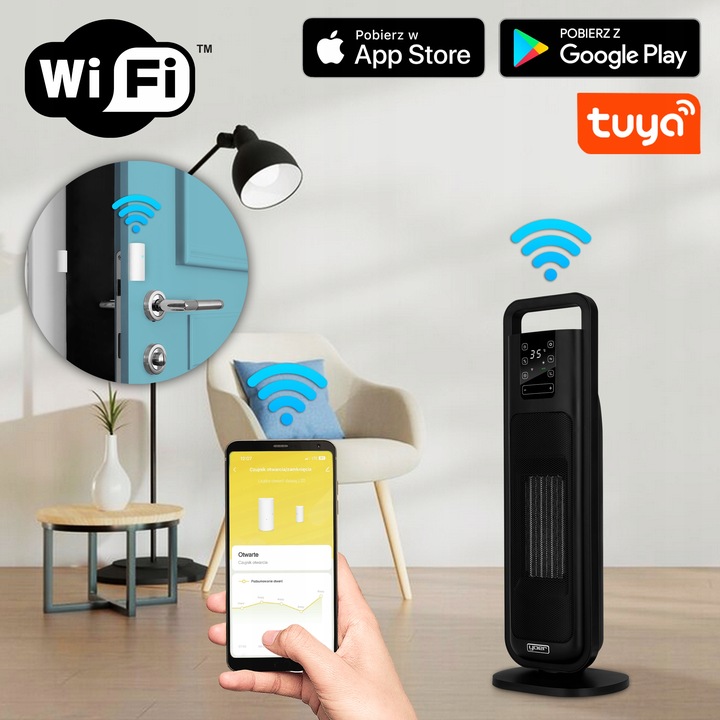 Termowentylator Farelka Cichy 38dB Yoer 2000W +Timer 4Tryby