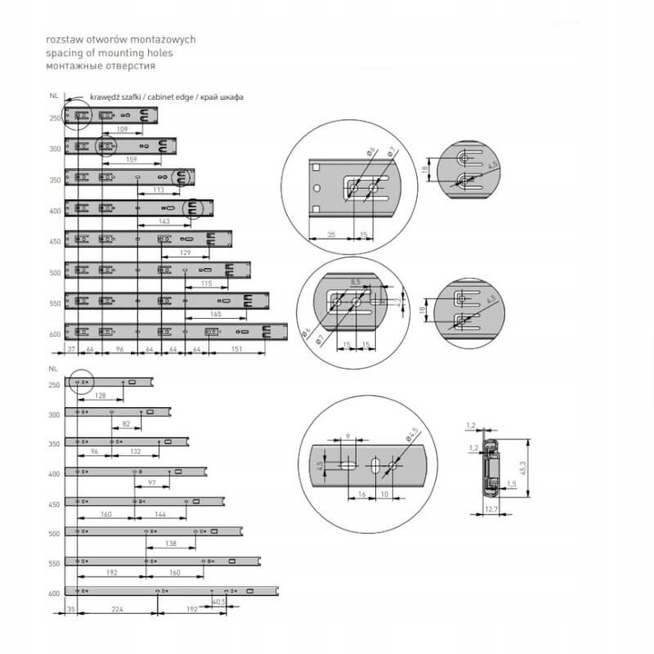 PROWADNICA KULKOWA H45 GTV VERSALITE PLUS+ 500 40KG CICHY DOMYK SOFT
