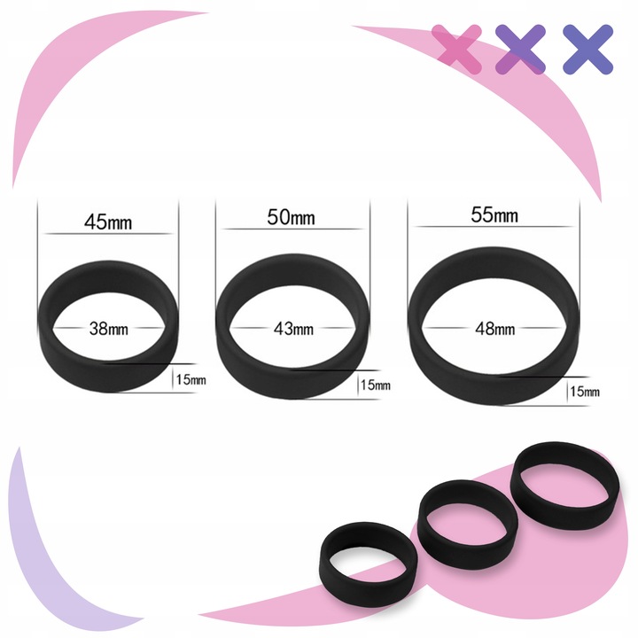 sex PIERŚCIENIE EREKCYJNE ZESTAW XXL ringi na powiększenie penisa i JĄDRA