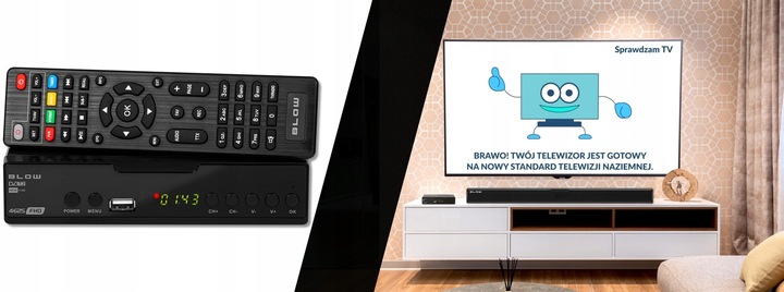 TUNER DEKODER DVB-T2 TV H.265 HEVC FULL HD USB HDMI ANTENA DVB-T