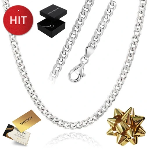 SREBRNY NASZYJNIK MĘSKI ŁAŃCUSZEK PANCERKA SREBRO PREZENT DLA TATY CHŁOPAKA