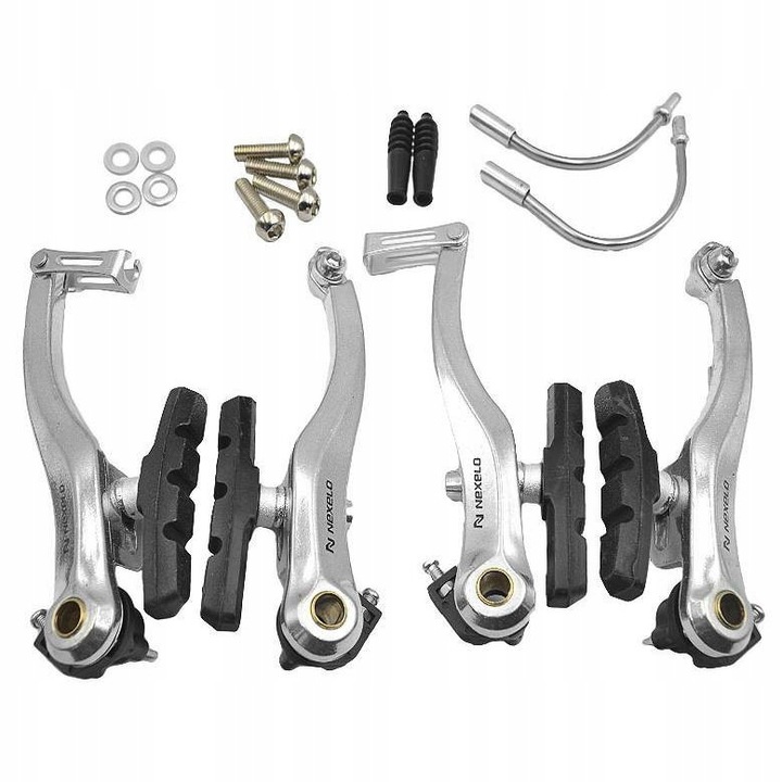 KOMPLET PRZÓD TYŁ HAMULCE ROWEROWE SZCZĘKI V-BRAKE KLOCKI HAMULCOWE ZESTAW