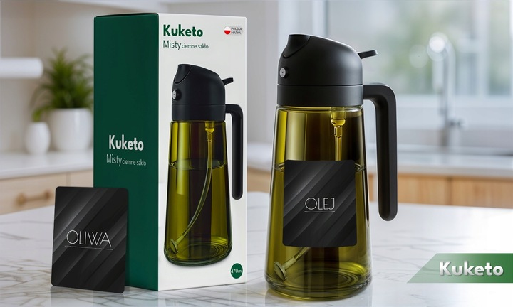 SPRYSKIWACZ DO OLIWY OLEJU OCTU CIEMNE SZKŁO DOZOWNIK SZKLANY MGIEŁKA 470ML