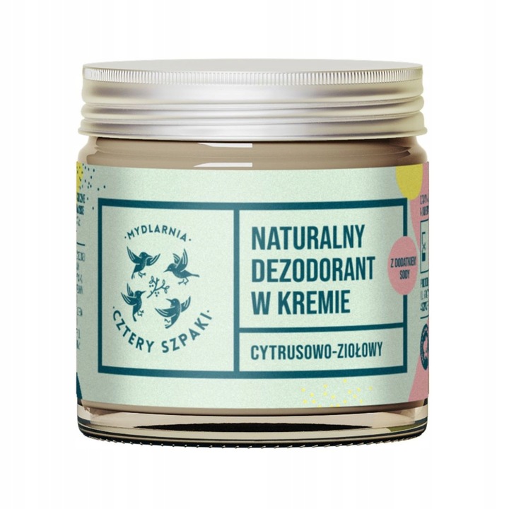 Dezodorant w kremie cytrusowo-ziołowy z dodatkiem sody Cztery Szpaki 60 ml