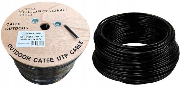 KABEL UTP zewnętrzny PODWÓJNA IZOLACJA RJ45 skrętka 305m ZIEMNA Eurokomp