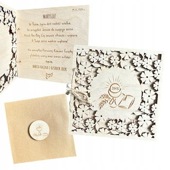 Kartka na Komunię od Chrzestnej Ażurowa Pierwsza Komunia Święta