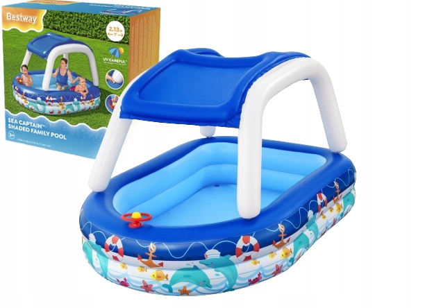 DMUCHANY BASEN DLA DZIECI Z BALDACHIMEM BASENIK Z DASZKIEM BESTWAY