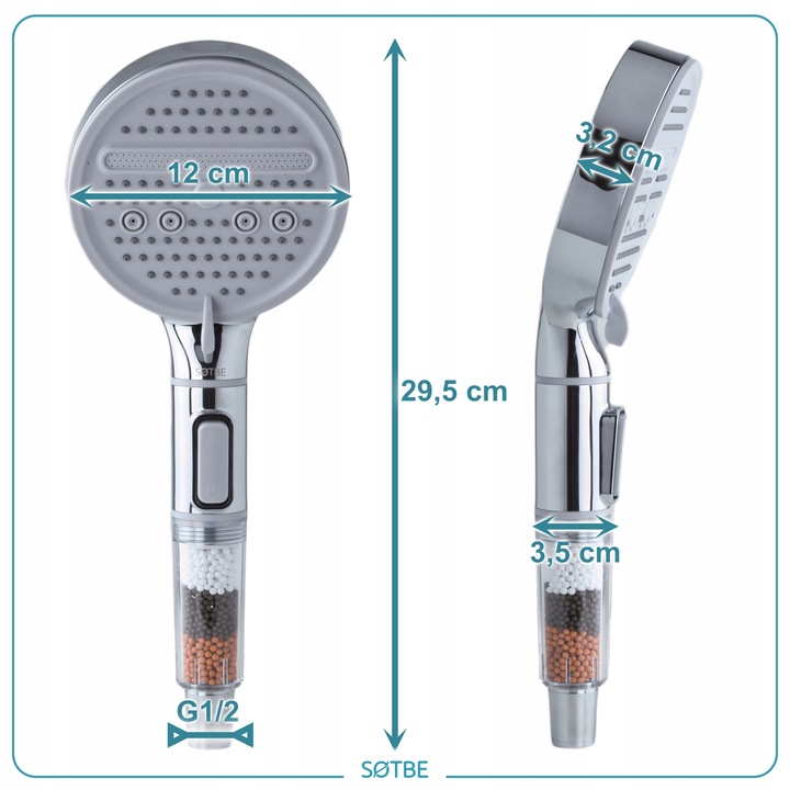 Słuchawka prysznicowa oszczędzająca 60% 6l/min Główka Rączka do